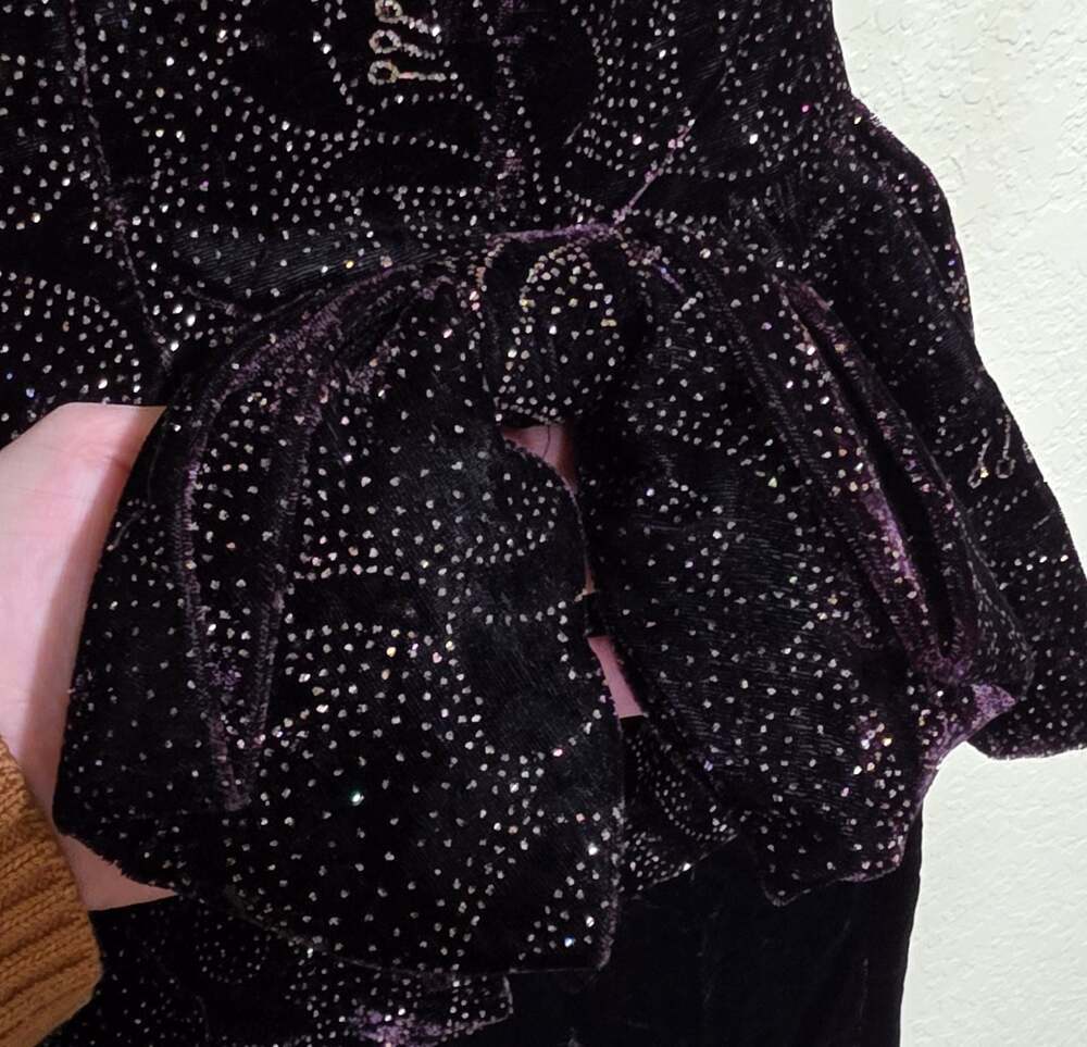 Vintage Jessica Howard dress 80's Womens 10 cocktail Puff Sleeve Velvet Sheath - Picture 4 of 16